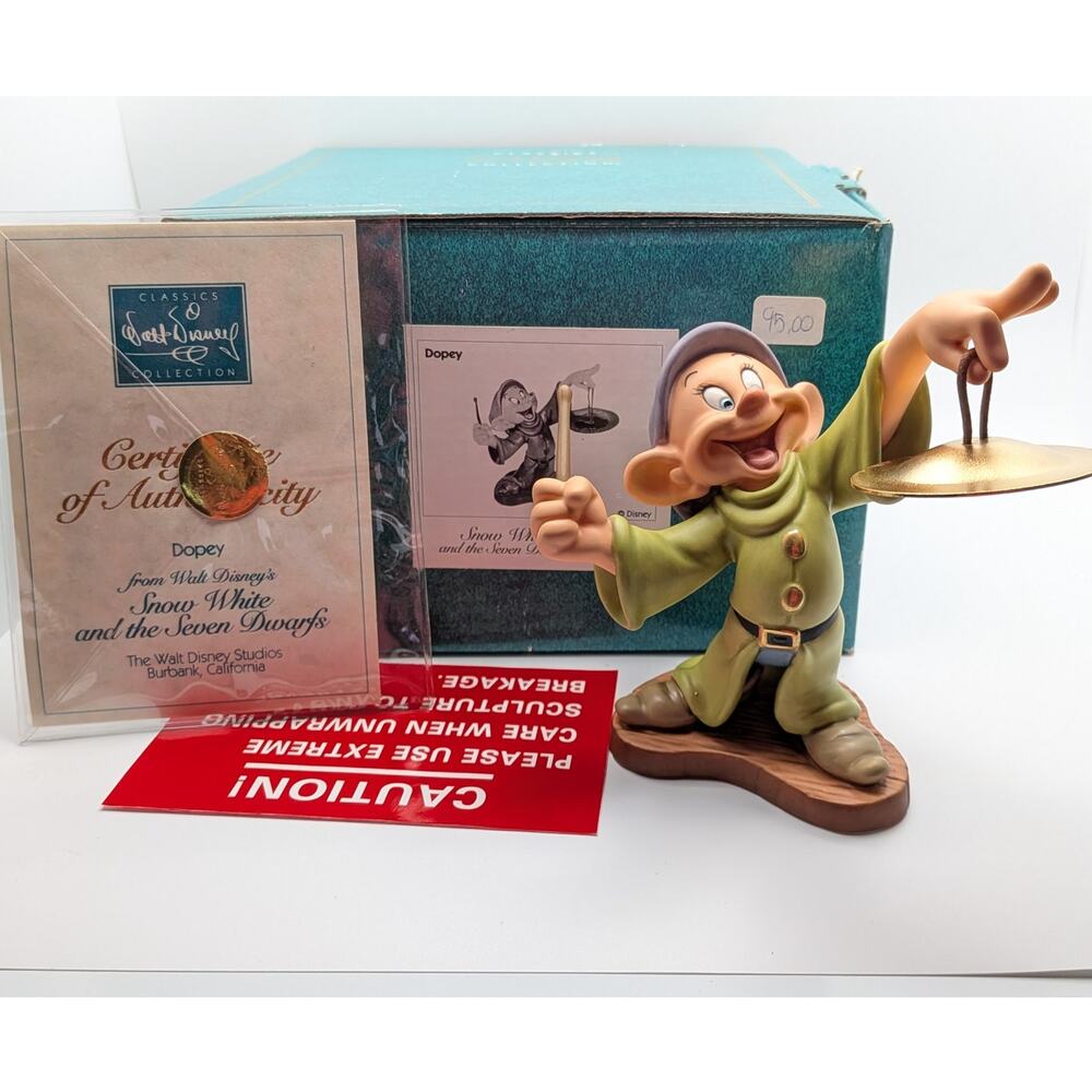 DISNEY WDCC Dopey Snow White Seven Dwarfs Cymbal Figurine COA Box 4.75in READ